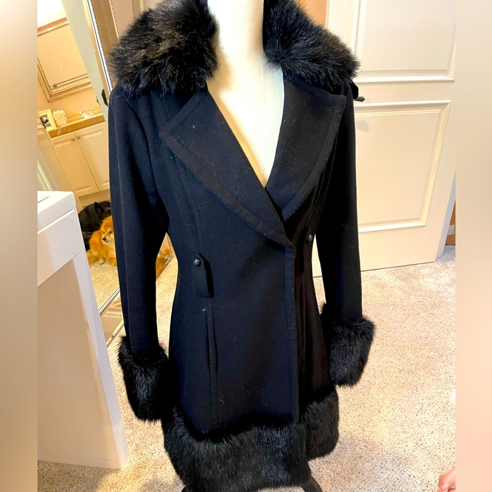 Bebe black faux fur winter coat